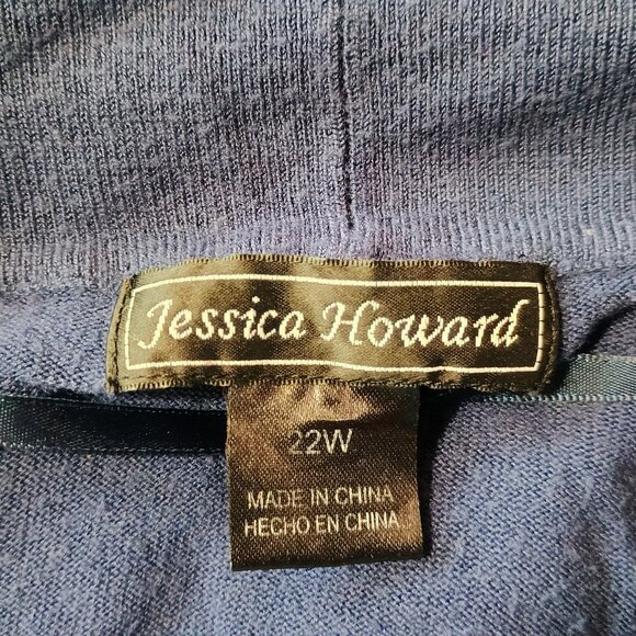 GUC: Jessica Howard Size 22W Blue Cropped Open Front Cardigan Shrug - Picture 3 of 3